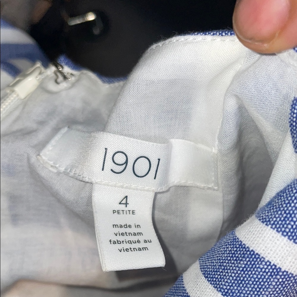 1901 Blue and‎ White Striped Cropped Romper - Picture 7 of 8